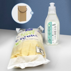 단미니고무장갑 10컬레+ 참그린 주방세제+끈케이스