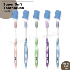 니치 슈퍼소프트캡칫솔5p 슬림모 구강세트(종이케이스포함)
