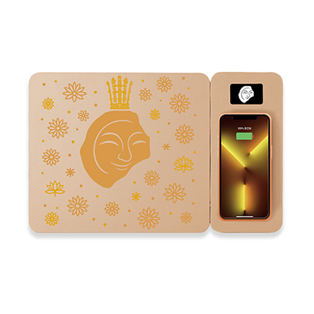 얼굴무늬 수막새 고속무선충전 마우스패드 2IN1 분리형 LED  Light GOLD CROWN #3
