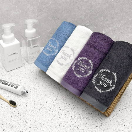 송월타올 땡큐 기프트세트(땡큐자수180g4매+크라프트박스+스티커) 감사 답례품 #4