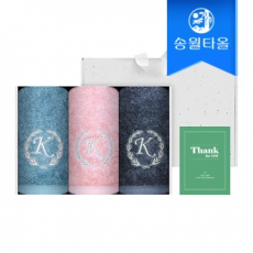 송월타올 땡큐 기프트세트(카이저180g3매+크라프트박스+스티커) 감사 답례품