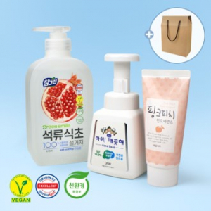 참그린 친환경 프리미업 석류 주방세제 450ml 키친솝 핸드워시 3종세트