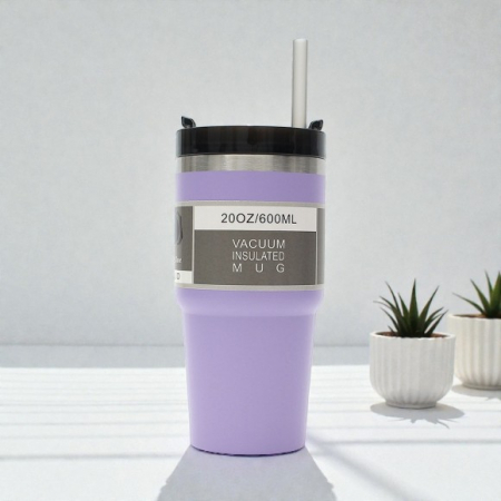 보온보냉 빨대 텀블러 600ml 퍼플 #3