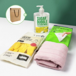 슈가버블 주방세제 470ml 크린랩 행주 면코팅고무장갑 순면 골지 주방타올