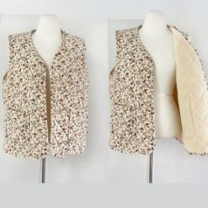 루미 플라워 융털 누빔조끼 방한조끼