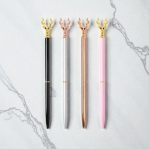 프리미엄 사슴 오브제 유성볼펜 4컬러