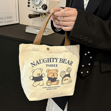 똑딱 베어 캔버스 에코백 Z2601 #3