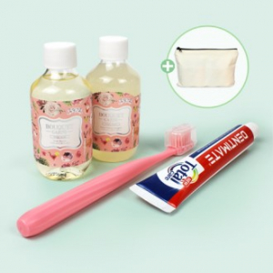 부케가르니 샴푸+바디워시+미세모 칫솔+덴티메이트 치약+지퍼파우치