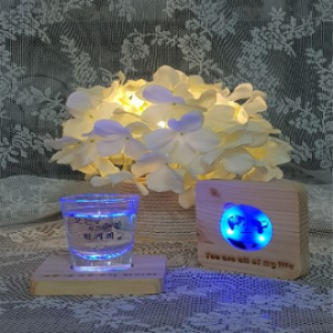 LED 잔 컵받침 우드코스터