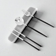 블랙 휴대용 수저·포크 세트