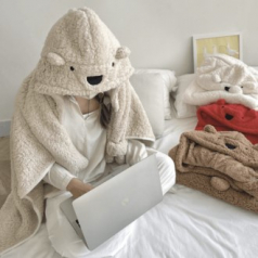 곰돌이담요 후드담요 망토담요 귀여운담요 담요 캠핑담요