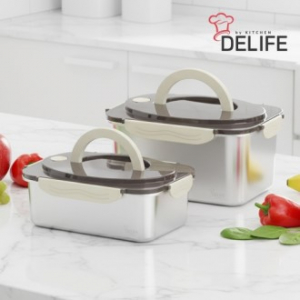 DELIFE   손잡이 큐브 밀폐용기 2종 세트