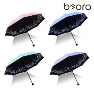 BOR 무지 인쇄우산 파스텔톤 암막 3단 수동 우양산