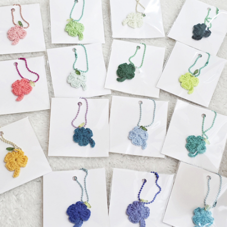 국산 핸드메이드 네잎클로버 뜨개 키링 #2