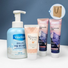 바세린 버블 핸드워시 500ml+과일나라 핸드크림+2080 핑크솔트 치약120g 2개