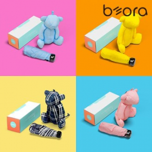 BOR 무지 인쇄우산 곰돌이 키링 암막 5단 우양산