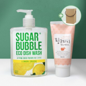 슈가버블 주방세제 레몬 470ml+과일나라 핑크피치 핸드로션 80g