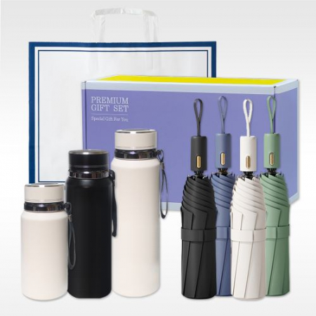 3단 자동 양우산 + 프리미엄 온도표시 텀블러 600ml /800ml /1000ml 선물세트 #2