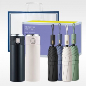 3단 자동 양우산 + 원터치 온도표시 텀블러 420ml 선물세트