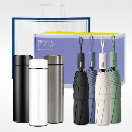 3단 자동 양우산 + LED 온도표시 텀블러 500ml 선물세트 #3