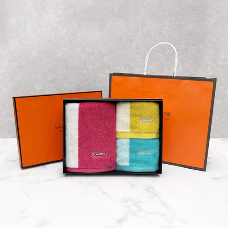 송월타월 컬러웨이 오렌지박스세트(세면1+핸드2)+쇼핑백 #4