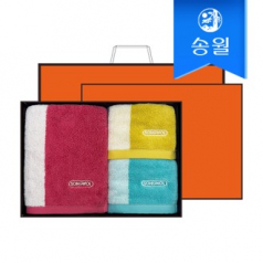 송월타월 컬러웨이 오렌지박스세트(세면1+핸드2)+쇼핑백