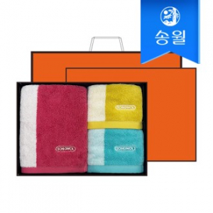 송월타월 컬러웨이 오렌지박스세트(세면1+핸드2)+쇼핑백