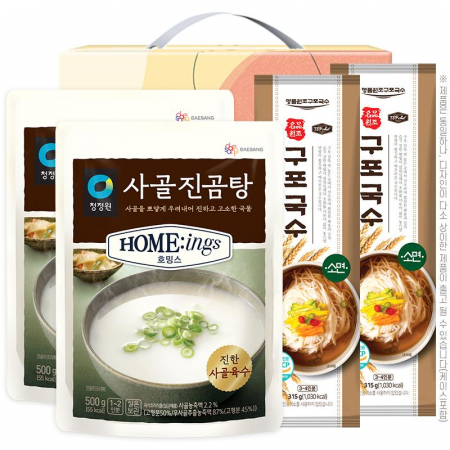 명절선물세트 청정원 사골진곰탕국수4종1호(곰탕2P/구포국수(소면)2P) / 박스단위 무료배송 #2