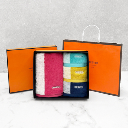 송월타월 컬러웨이 오렌지박스세트(세면1+핸드3)+쇼핑백 #4