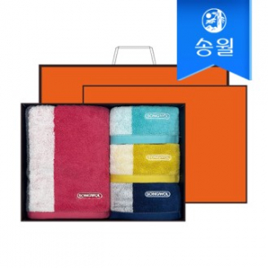 송월타월 컬러웨이 오렌지박스세트(세면1+핸드3)+쇼핑백