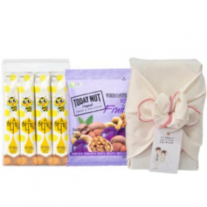 허니스틱 꿀스틱 넛트한줌 돌잔치 결혼식  조문 답례품 보자기포장 선물세트