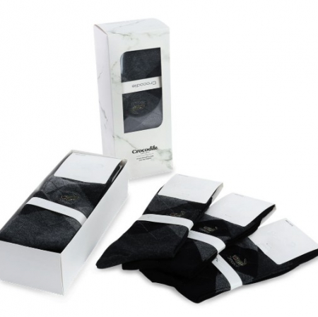 크로커다일 CD332 남성용 비즈니스 아가일 장목 양말 4족 선물세트 #2