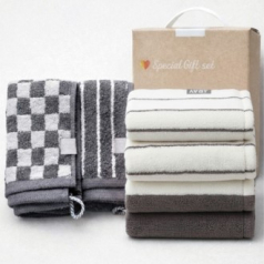 그레이모달 그레이뱀부선염 체스앤그리드 세면타올 핸드타월 2종세트