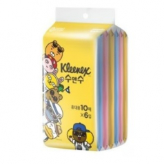 수앤수 10매 카카오물티슈 크리넥스 수앤수(색상랜덤발송)6개씩 비닐포장