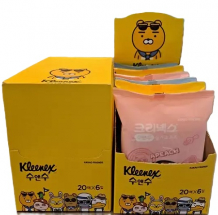 수앤수 20매 카카오물티슈 크리넥스 수앤수(색상랜덤발송)6개씩소박스 #4