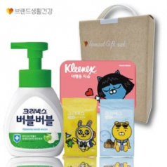 크리넥스 버블버블 핸드워시+카카오 여행용티슈+카카오 수앤수물티슈2개  4종손잡이케이스