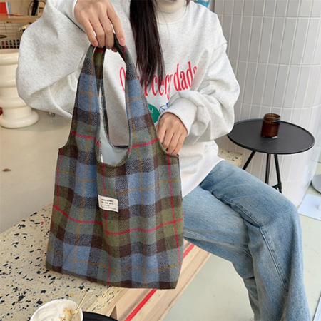 빈티지 체크무늬 에코백 #2