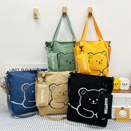 곰돌이에코백 숄더백 곰돌이크로스백 캐릭터가방 귀여운에코백 데일리가방 #2