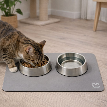 규조토 반려동물 식기매트 그레이 40x30cm (부엉이 / 뼈다귀) #3