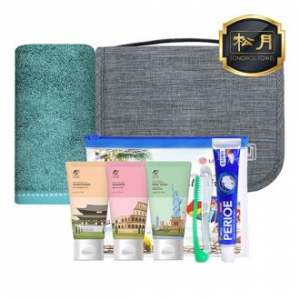 [송월] 트래블 파우치(엘지생활건강 여행용키트+뱀부200 수건) 세트