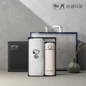 송월 프리미엄 선물 세트 스누피 리버40 1P + 원터치스마트텀블러 420ml