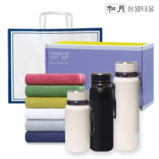송월 프리미엄 선물 세트 (호텔 컬러풀40 1P + 프리미엄온도텀블러 600ml)