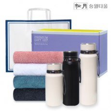 송월 프리미엄 선물 세트 (호텔40수 헤스티지 1P + 프리미엄온도텀블러 1000ml)