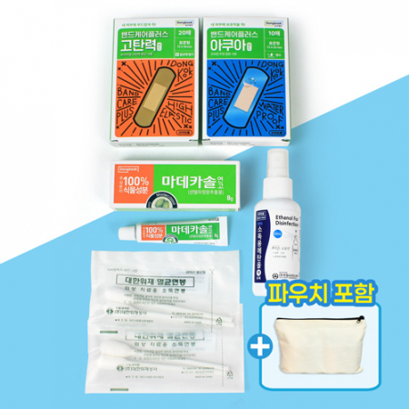동국제약 고탄력밴드+아쿠아 방수밴드 10매+마데카솔 연고 +에탄올 스프레이+상처 처치용 소독면봉 #2