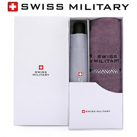 스위스밀리터리 3단완전자동 밀키 암막 우양산+160g 면사타올 세트 #2