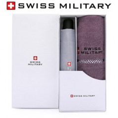 스위스밀리터리 3단완전자동 밀키 암막 우양산+160g 면사타올 세트