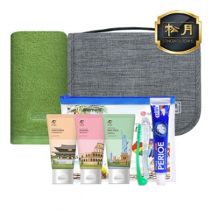 송월 트래블 파우치(엘지생활건강 여행용키트+컬러풀170 수건) 세트