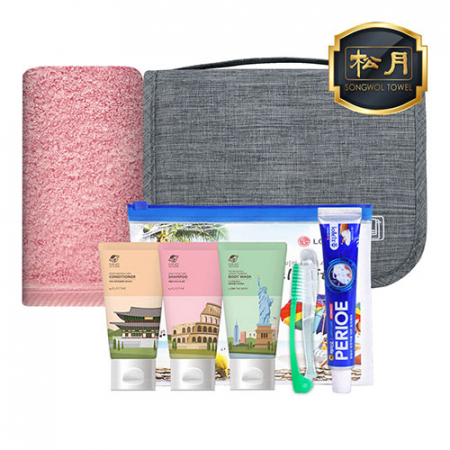 [송월] 트래블 파우치(엘지생활건강 여행용키트+40수 180g 수건) 세트 #2
