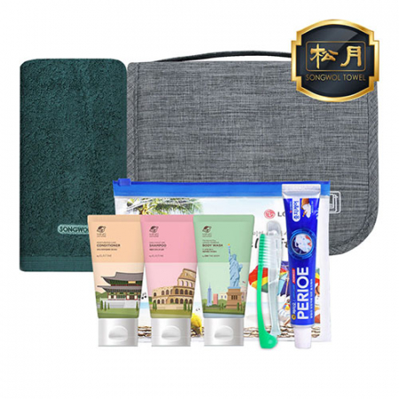 [송월] 트래블 파우치(엘지생활건강 여행용키트+40수 포인트200g 수건) 세트 #3