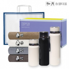 송월 프리미엄 선물 세트 (스누피 리버40 1P + 프리미엄온도텀블러 600ml)
